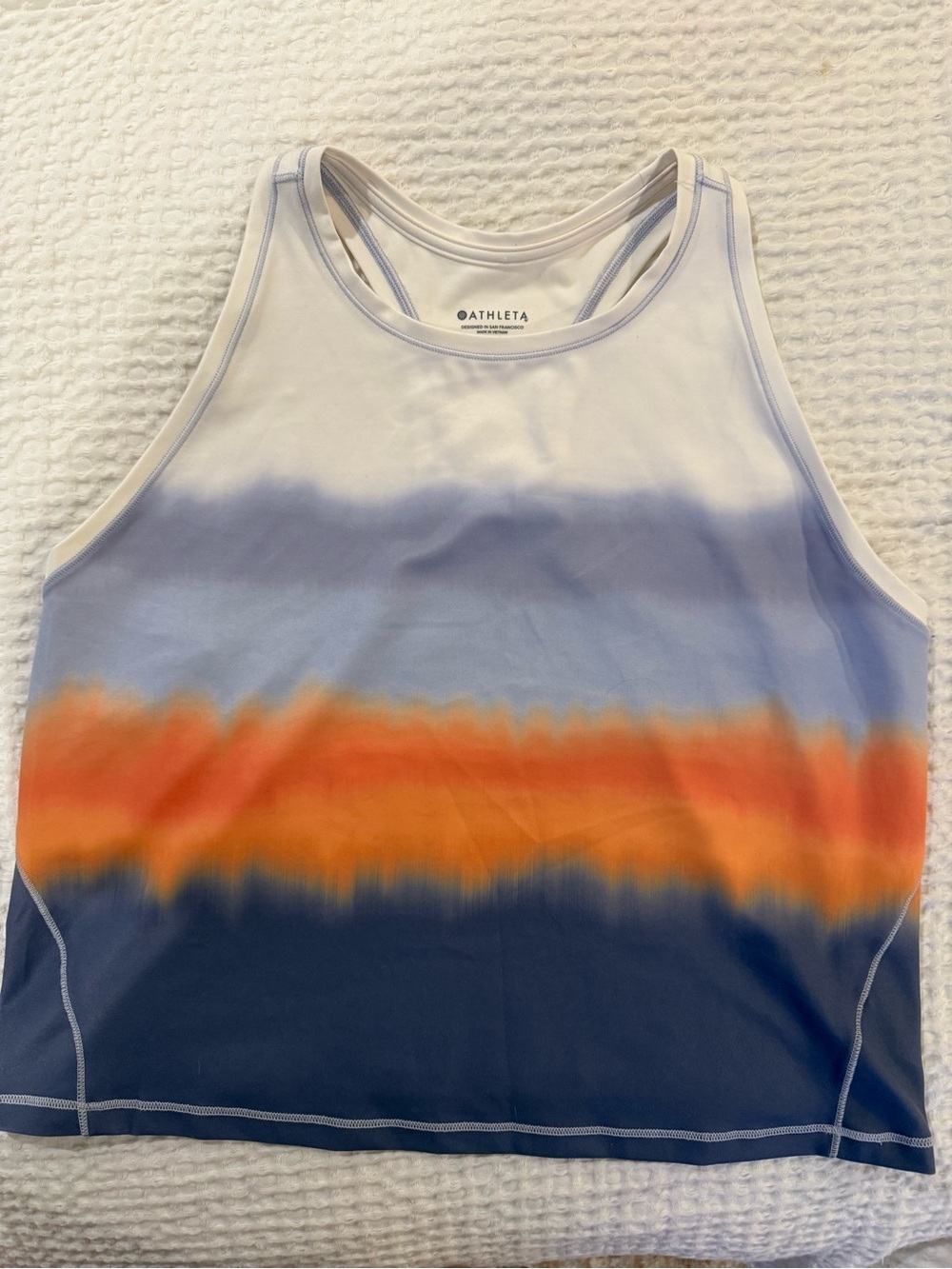 Athleta Ombre Tank Top - White, Light Blue, Orange, Navy